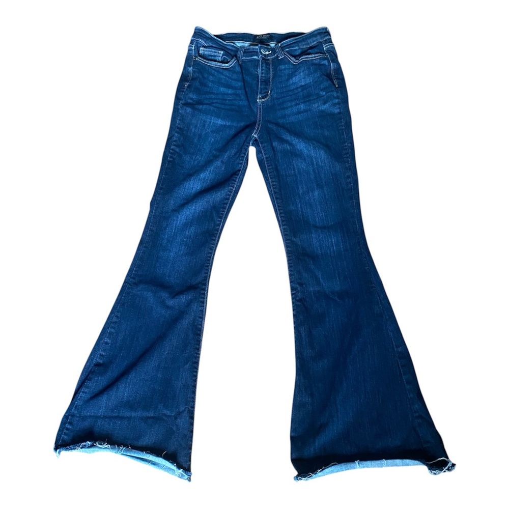 Judy Blue Women's High Waisted Raw Hem Tall Flare Jeans